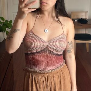 lilslocker pink ombré knit halter top 💗